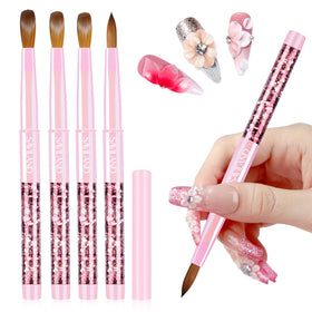 SAVILAND Kolinsky Acrylic Nail Brush Set front view showing sizes 6, 10, 12, 14