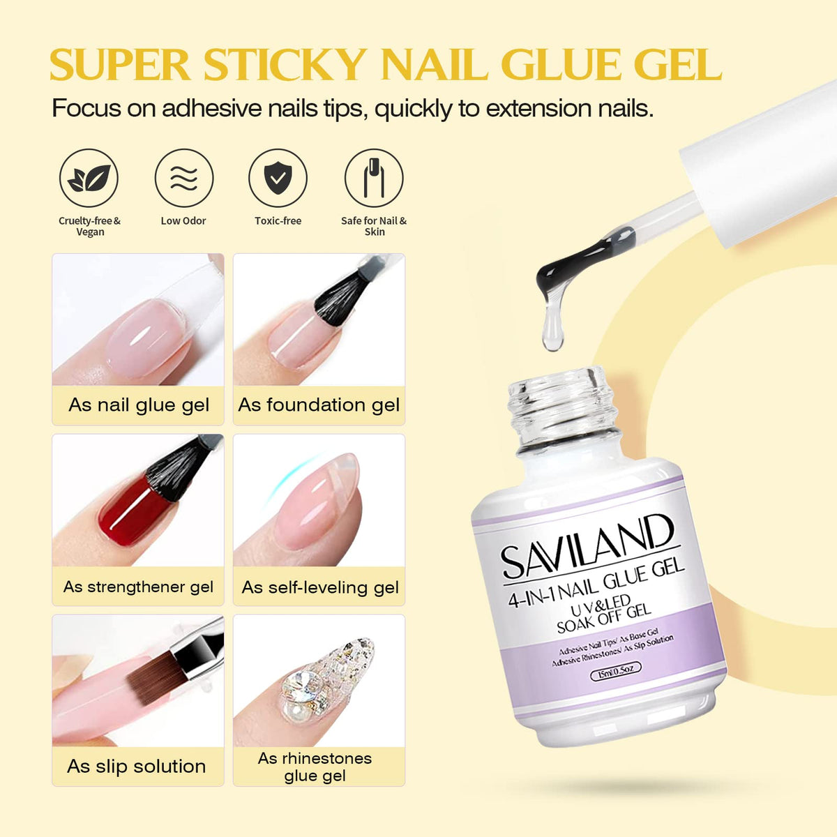 SAVILAND long square gel nail tips in various sizes