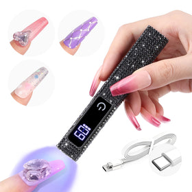 SAVILAND Mini Handheld UV Light front view in Glitter Black