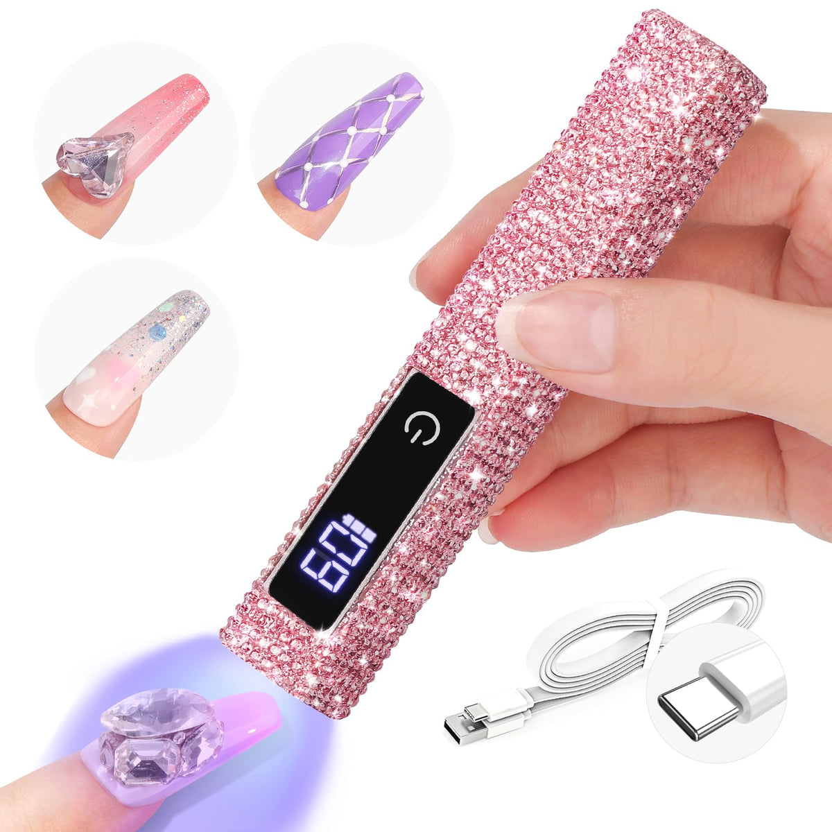 SAVILAND Mini Handheld UV Light front view in pink