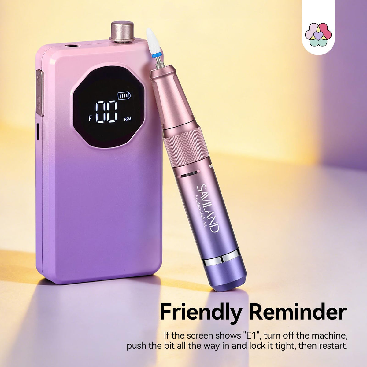 SAVILAND Nail Drill hexagonal digital display close-up