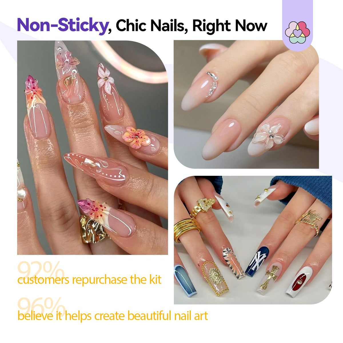 SAVILAND nail gel applied with decorative rhinestones