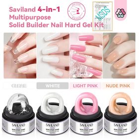 SAVILAND nail gel kit contents including chrome powder and glitter