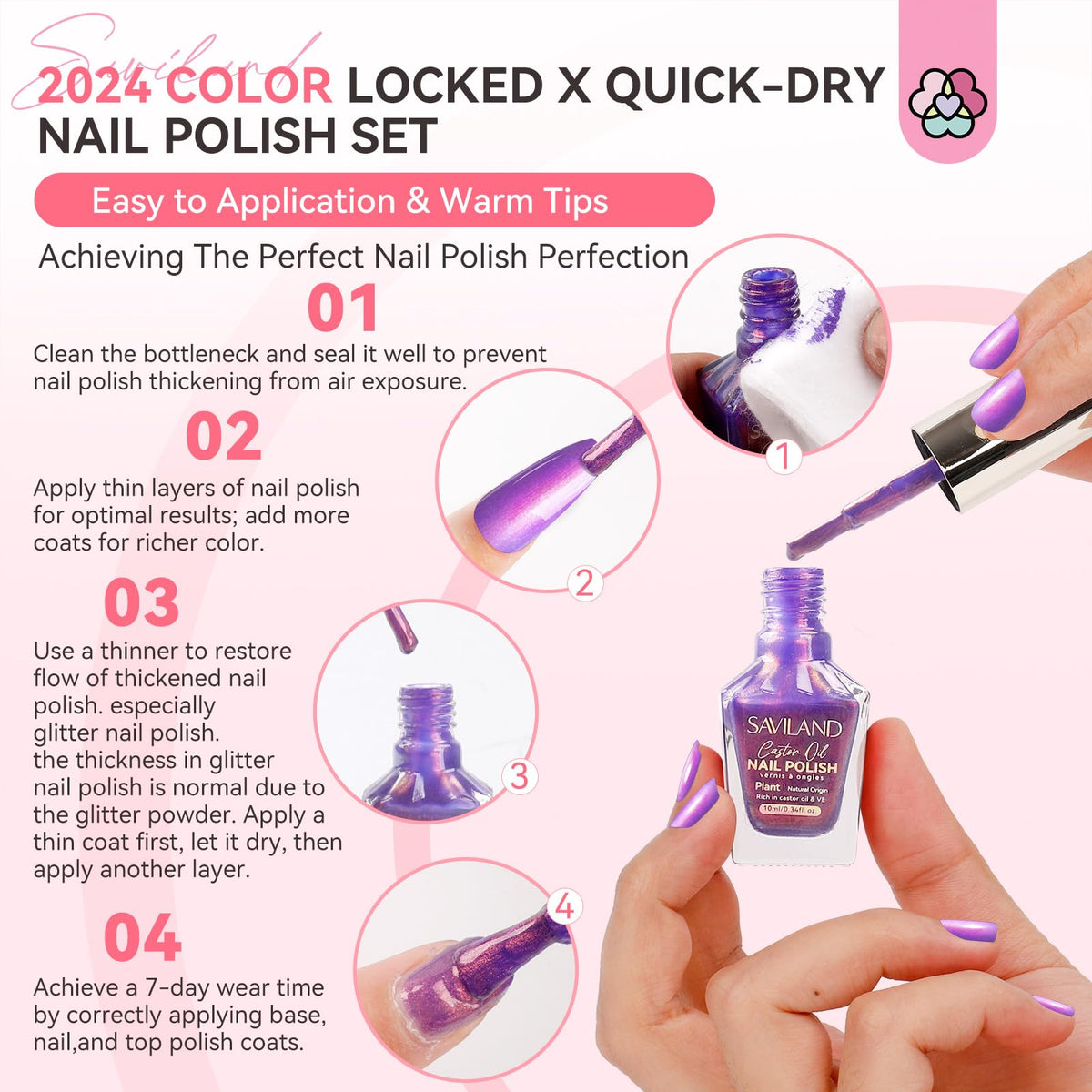 SAVILAND nail polish application on nails
