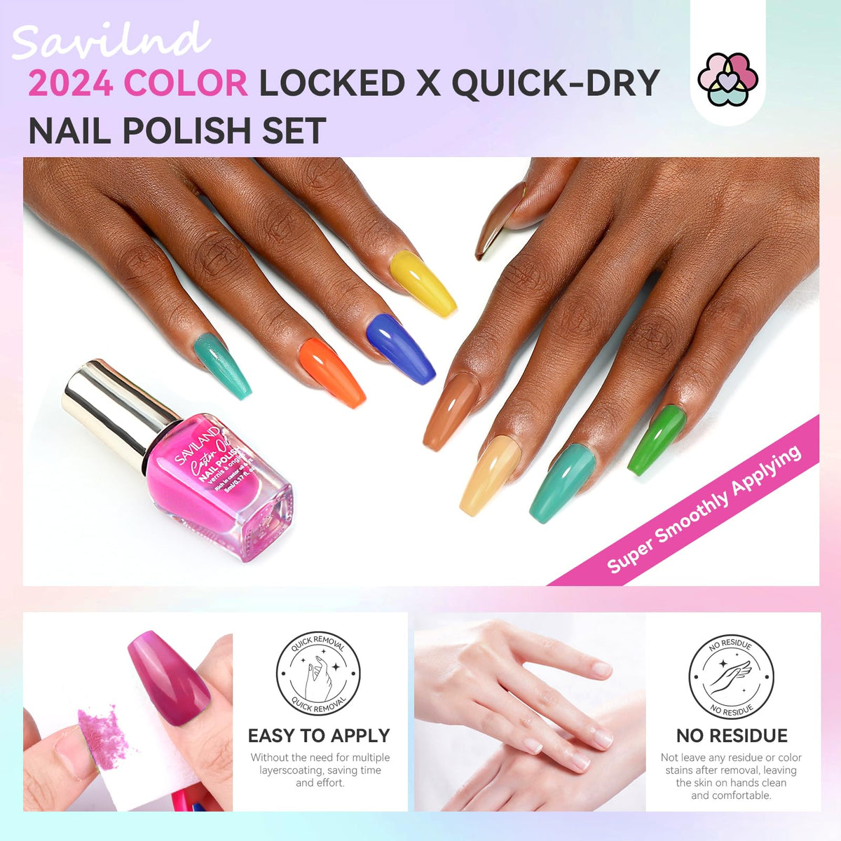 SAVILAND Nail Polish application tips on clean nail surface