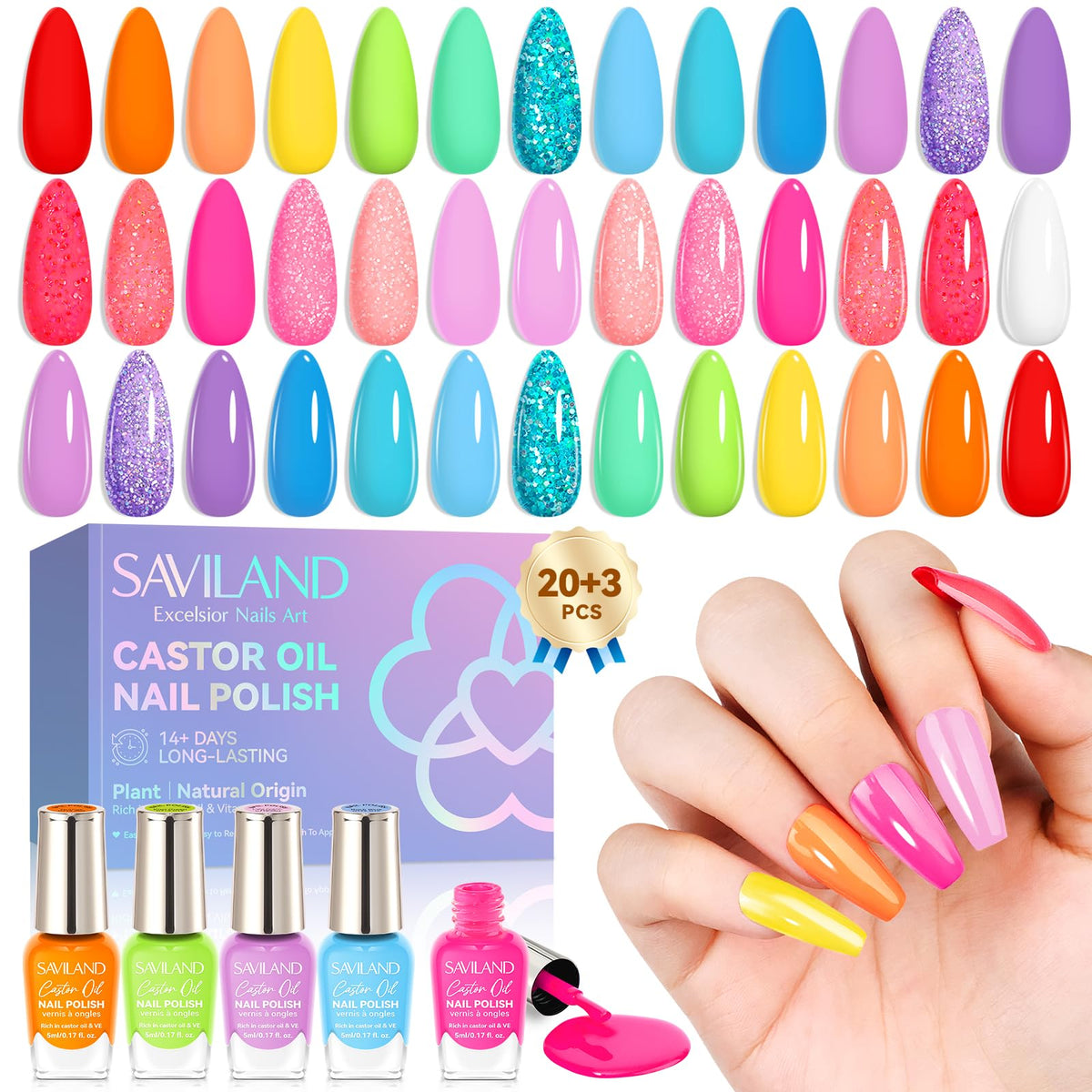 SAVILAND Nail Polish Set 20 vivid colours front view