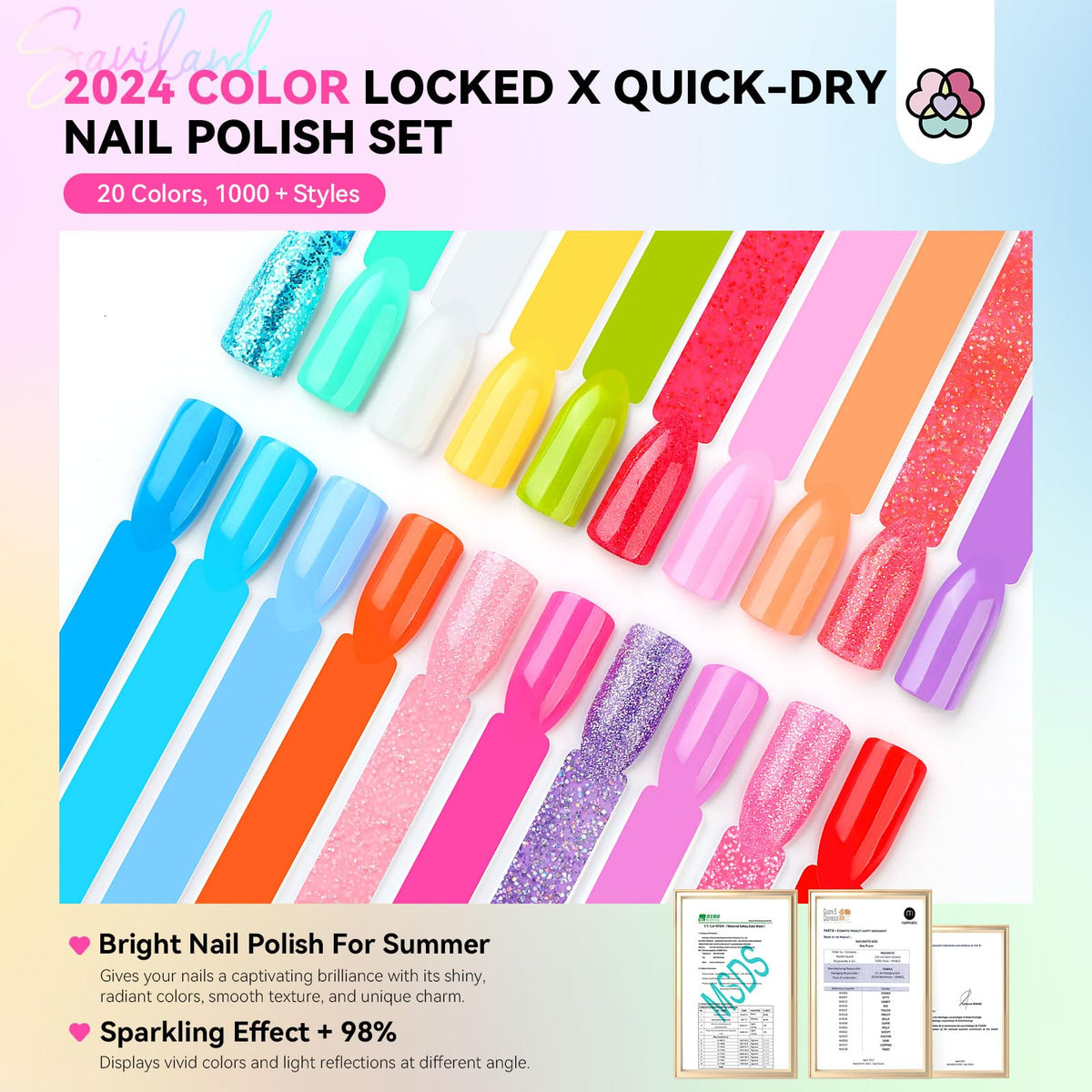 SAVILAND Nail Polish vibrant neon green bottle