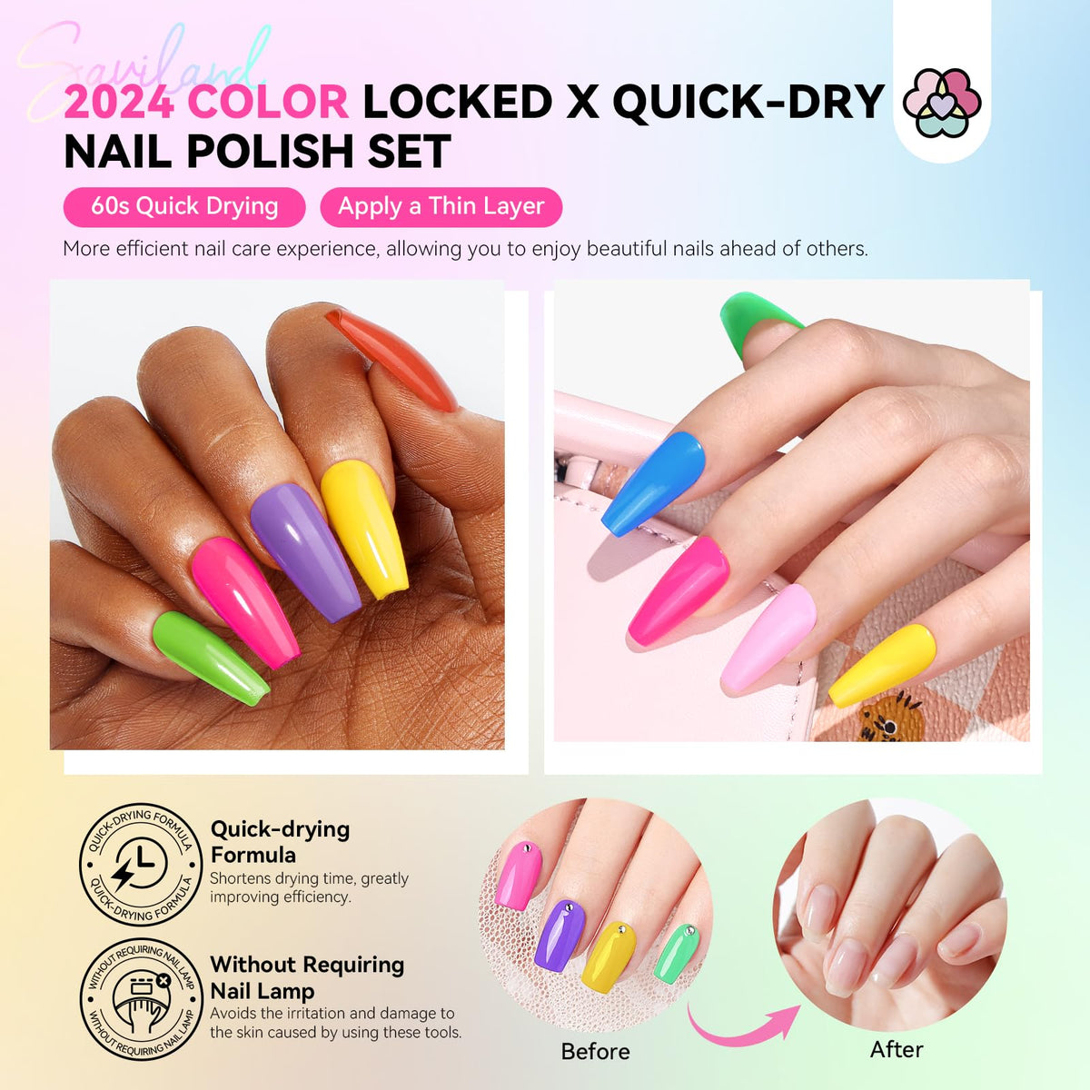 SAVILAND Nail Polish vibrant neon red bottle