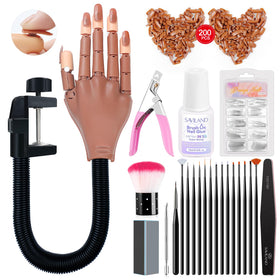 SAVILAND Nail Practice Hand Kit front view with accessories
