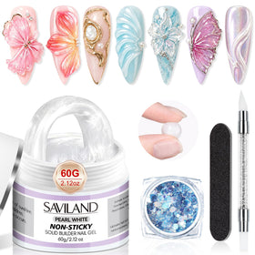 SAVILAND Non-Sticky Solid Builder Nail Gel Kit 2.02oz Satin Milk White front view