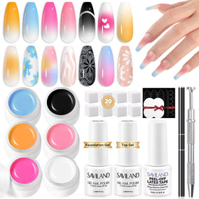 SAVILAND Ombre Gel Nail Polish Kit with 6 colours and tools
