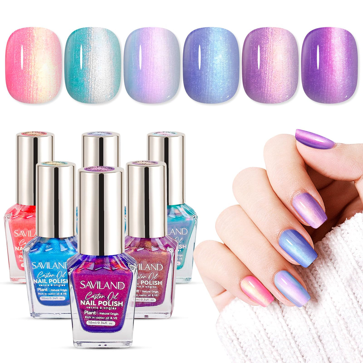SAVILAND Ombre Nail Polish Set with six colors front view
