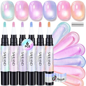 SAVILAND One Step Gel Nail Polish Pens Set with 6 vibrant colors