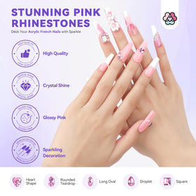 SAVILAND pink rhinestones for nail decoration