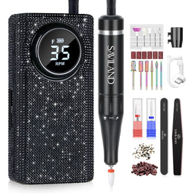 SAVILAND Portable Electric Nail Drill front view with rhinestone accents