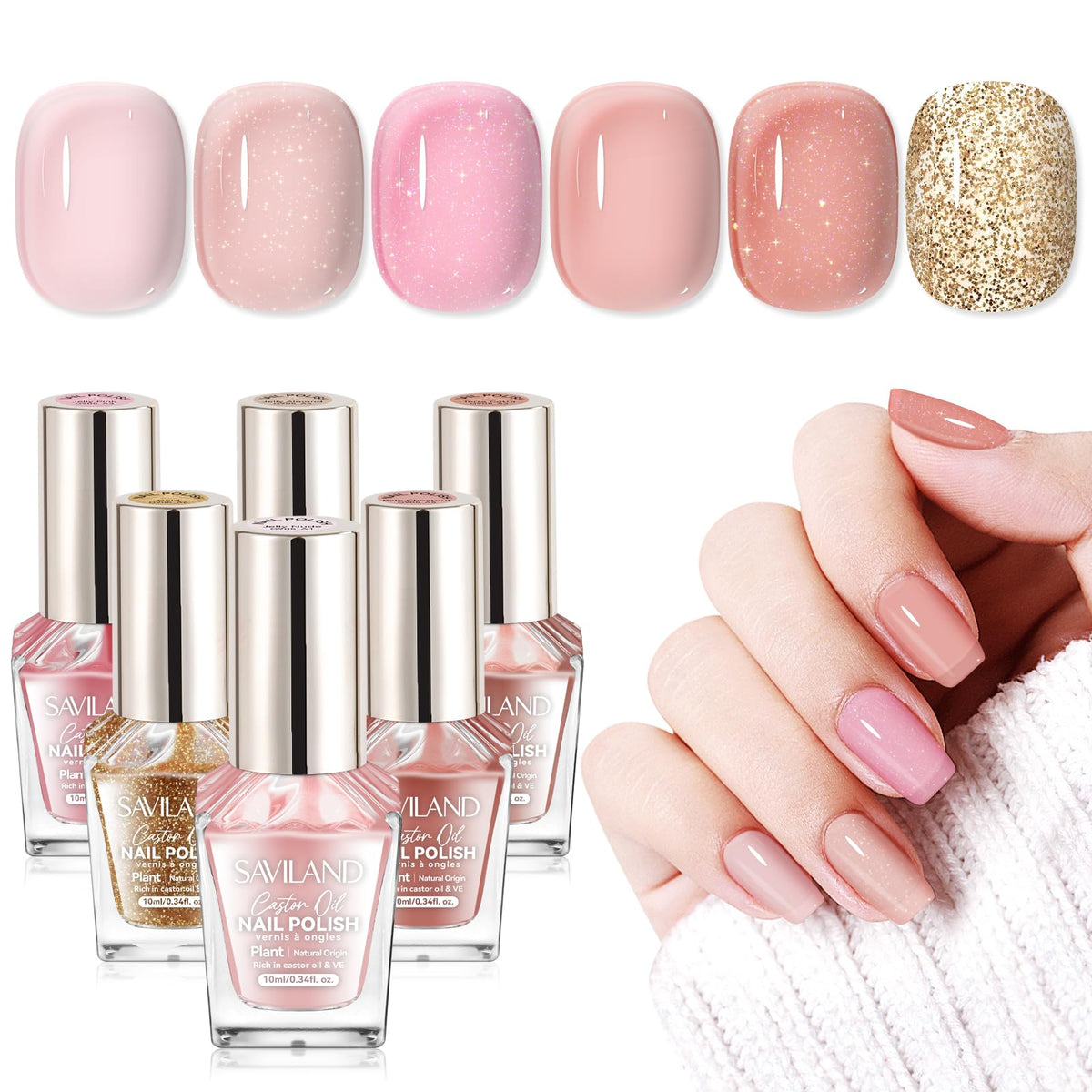 SAVILAND Quick Dry Nail Polish Set 6Pcs front view