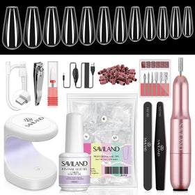 SAVILAND Short Coffin Gel Nail Extension Kit with 500 tips and tools