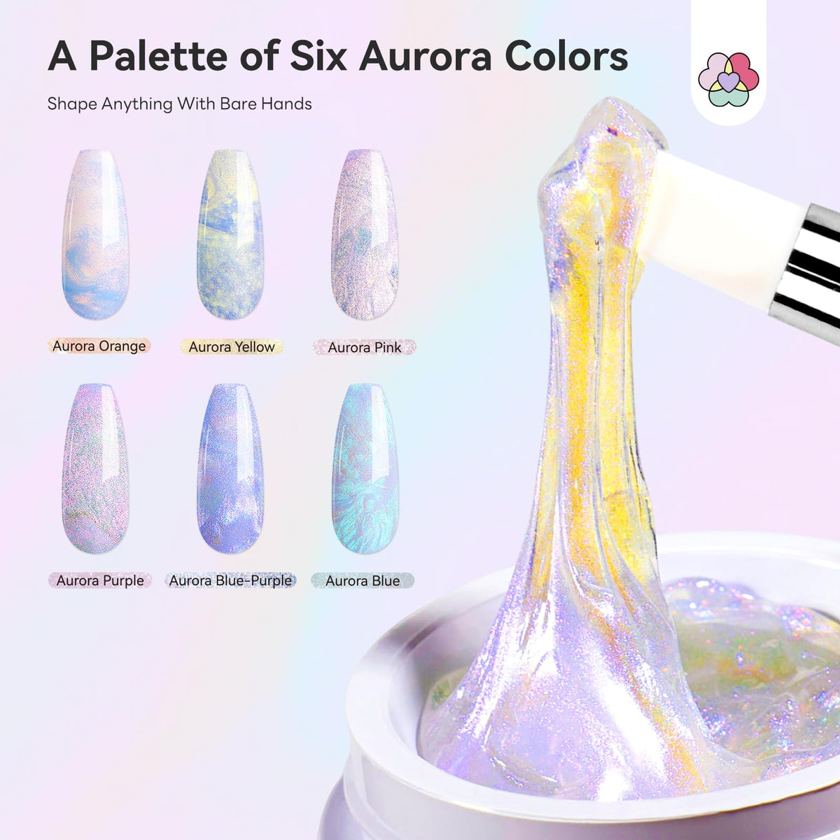 SAVILAND Solid Builder Nail Kit 6PCS with vibrant Aurora shades