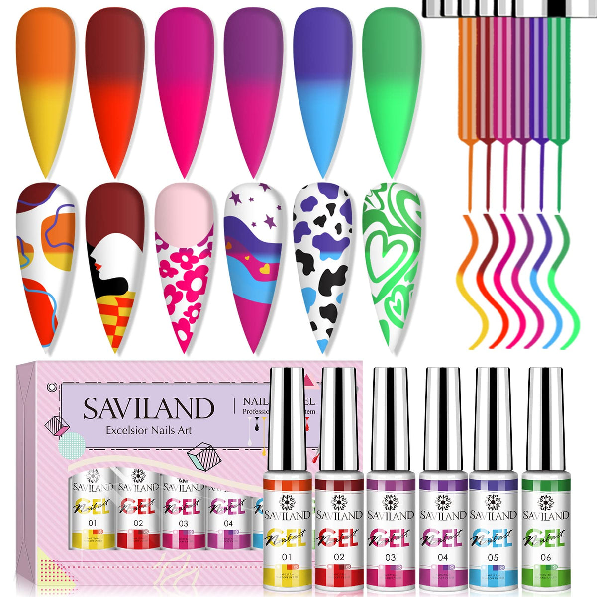SAVILAND Temperature Colour Change Gel Nail Polish Set - 6 bottles