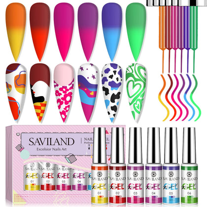 SAVILAND Temperature Colour Change Gel Nail Polish Set - 6 bottles