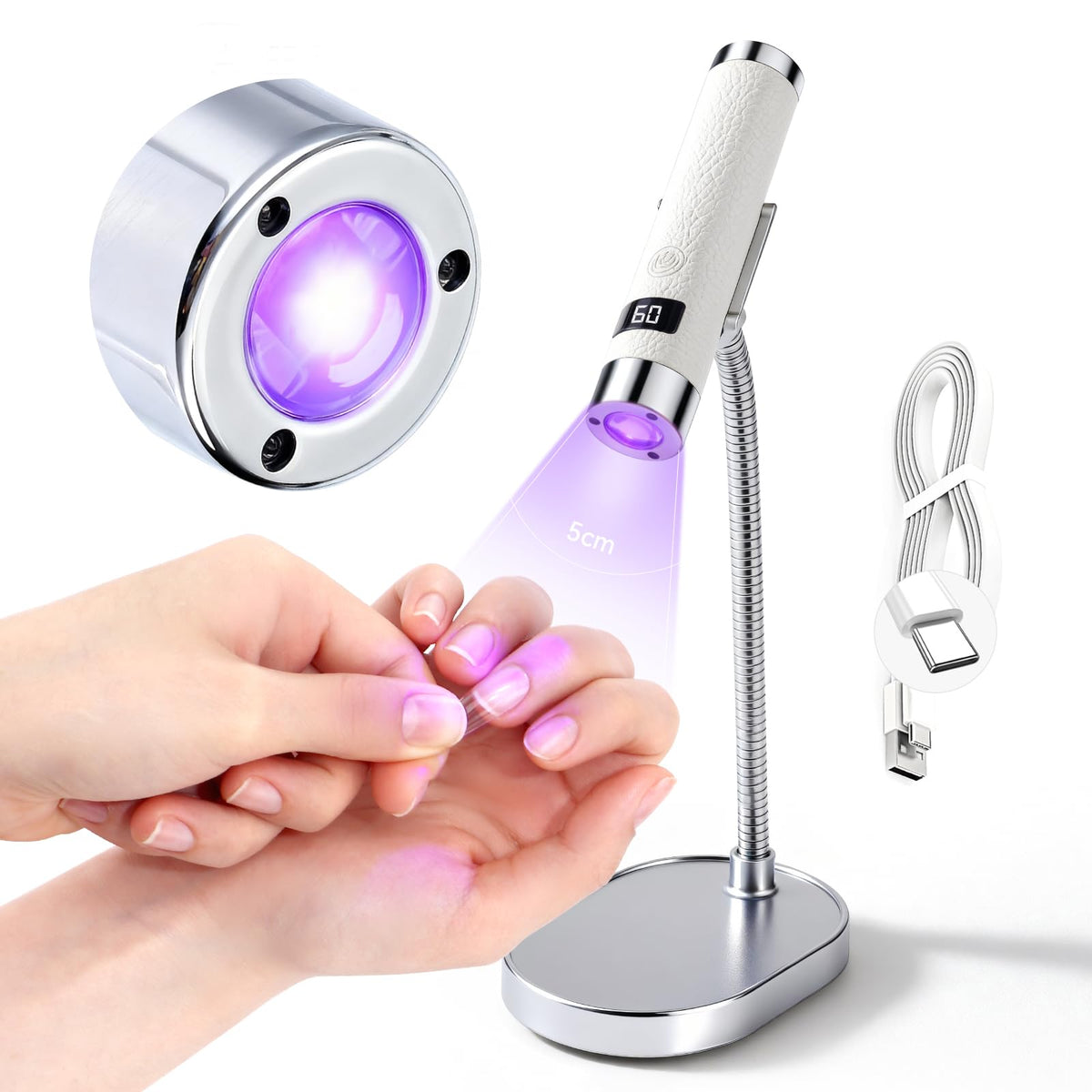 SAVILAND UV Light for Gel Nails front view with magnetic stand