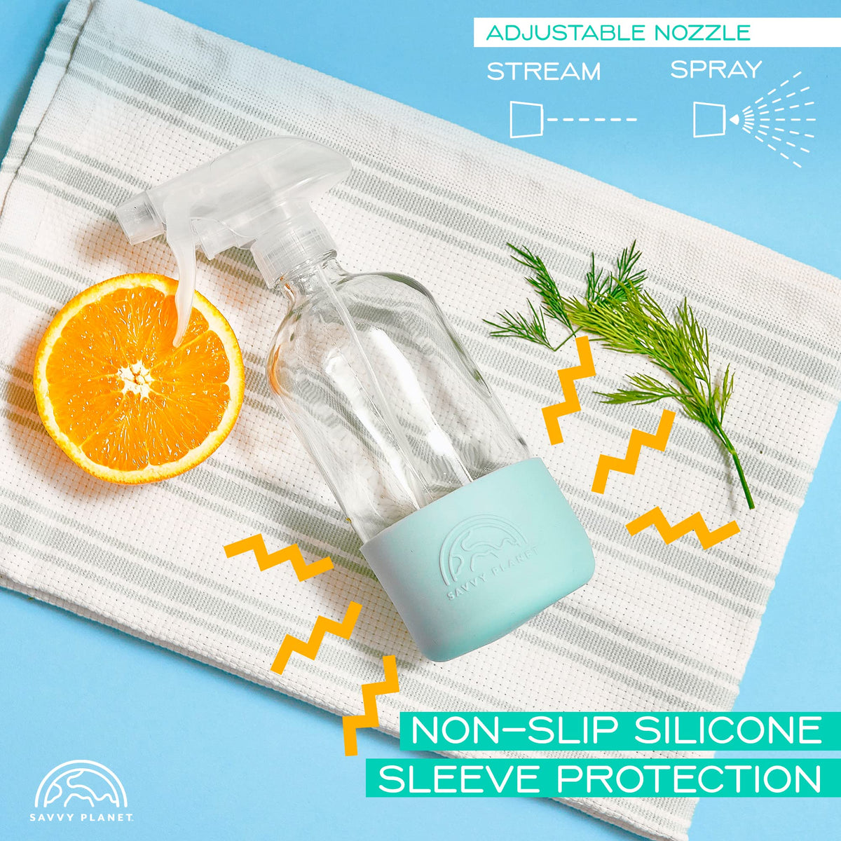 SAVVY PLANET Glass Spray Bottles set with bonus cleaning brush
