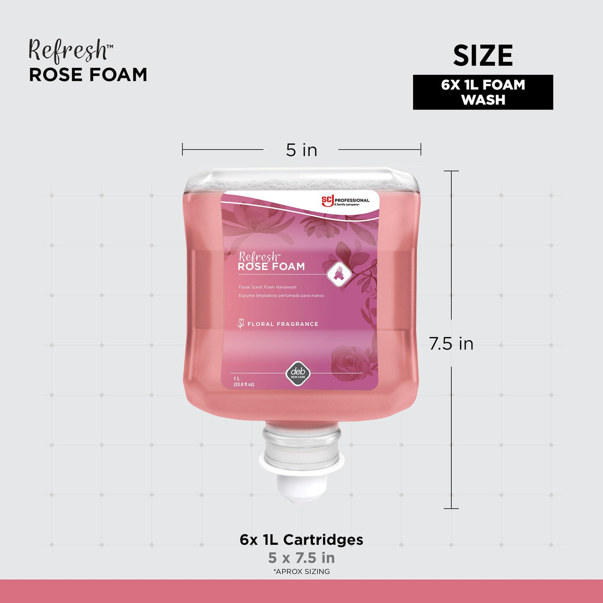 SC Johnson Professional Refresh Rose Foam Hand Soap 1L side view