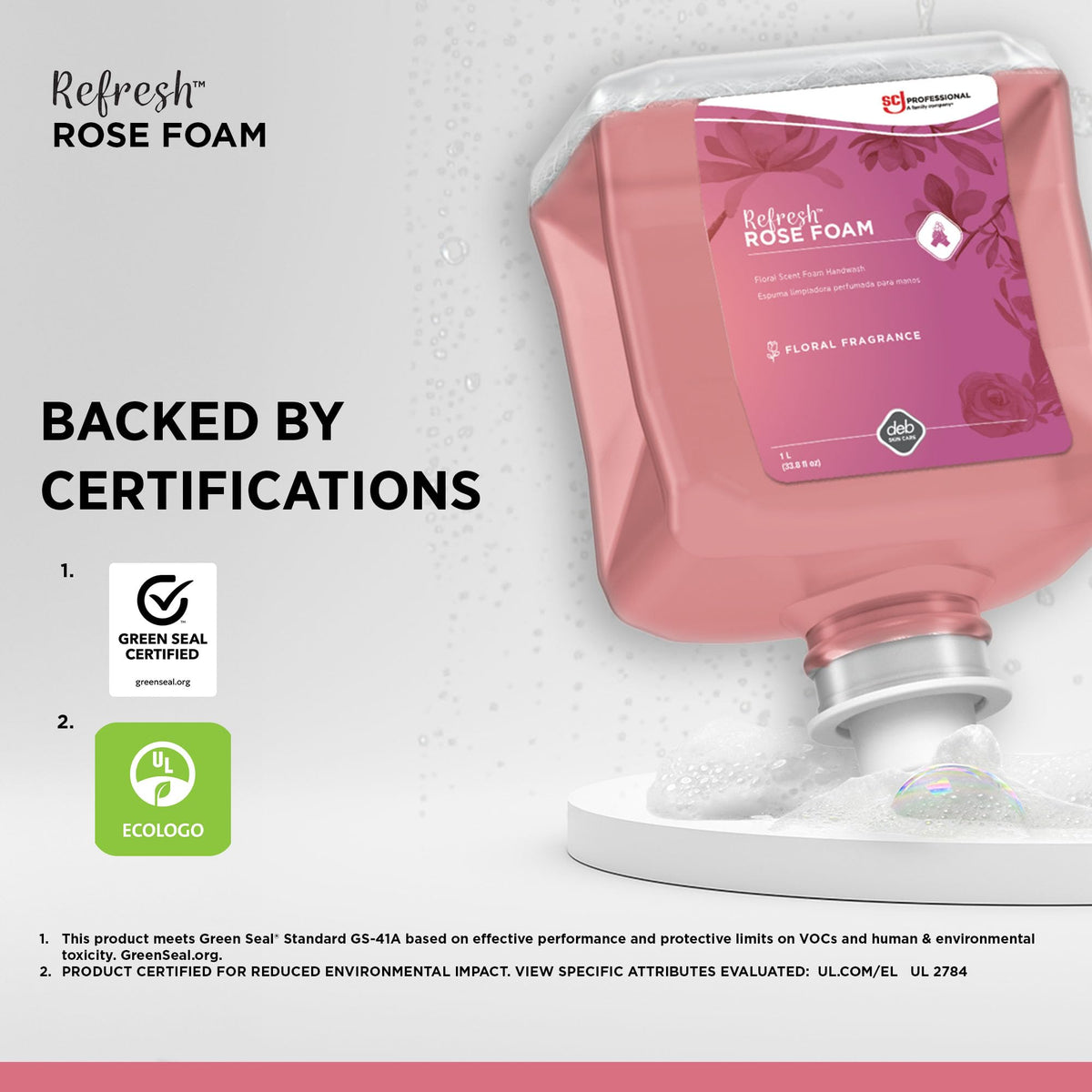SC Johnson Professional Refresh Rose Foam Hand Soap in a bathroom setting