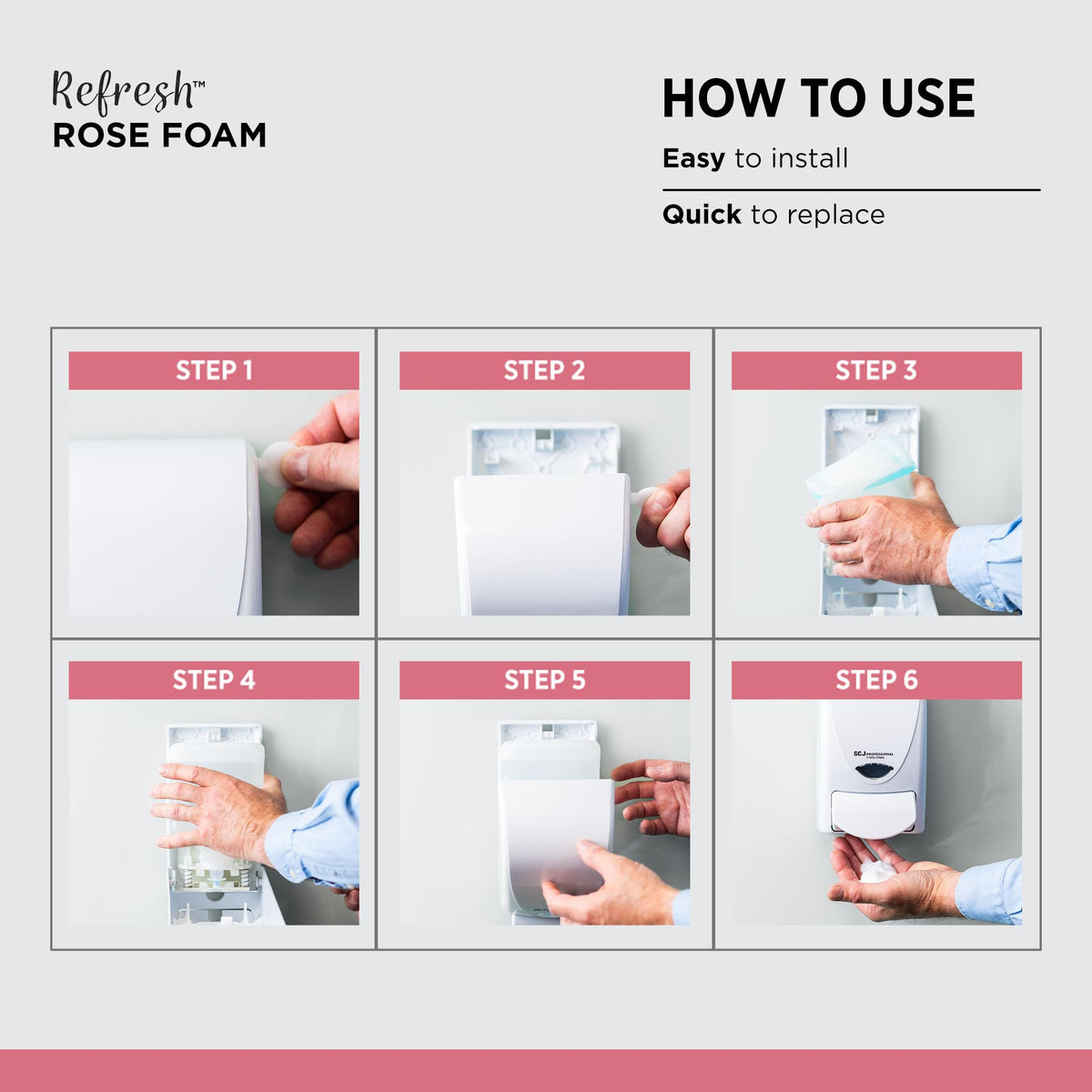 SC Johnson Professional Rose FOAM Dispenser showing soap visibility