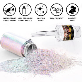 Scarman Glitter Spray application on skin