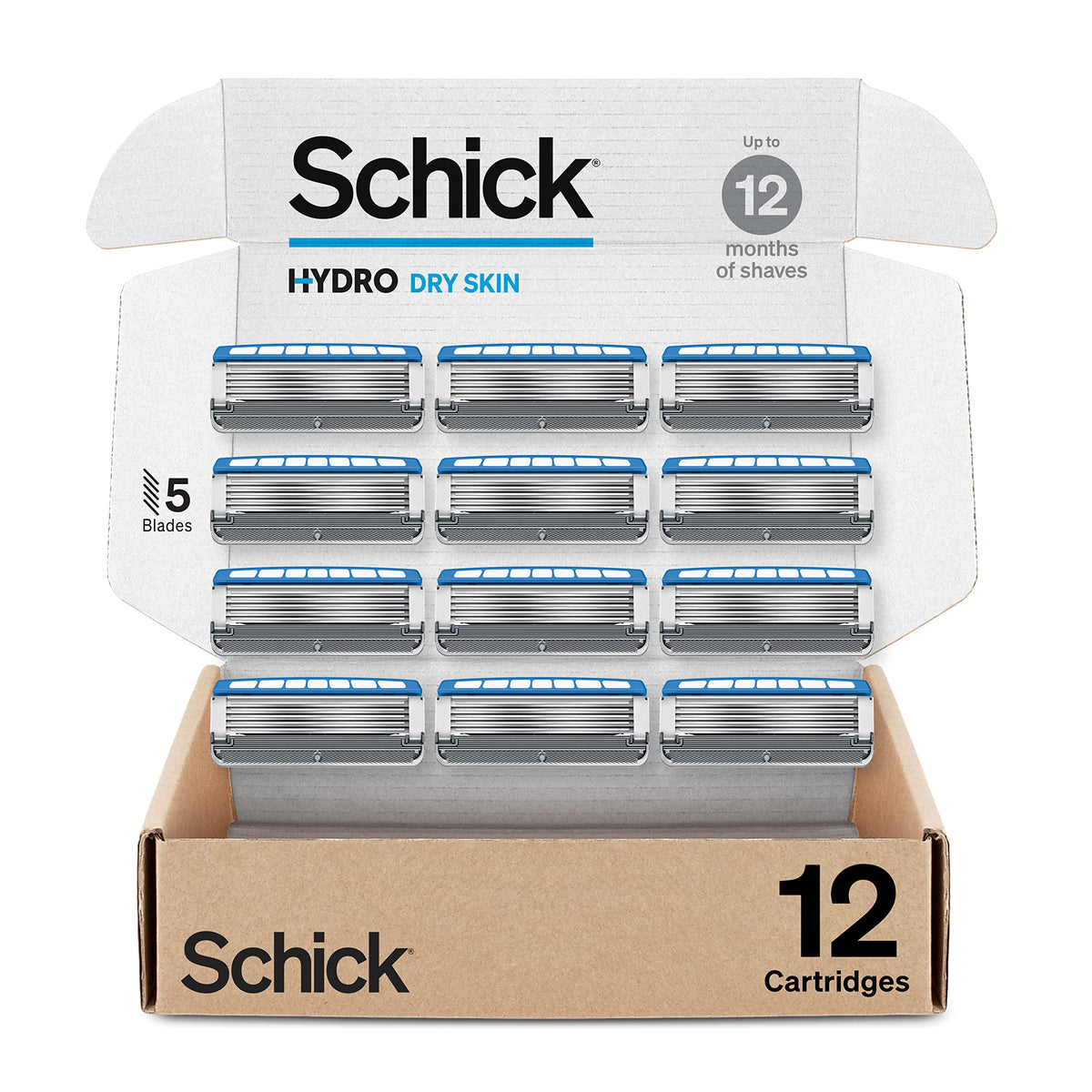Schick Hydro 5-Blade Men's Razor Blades Refills 12ct front view