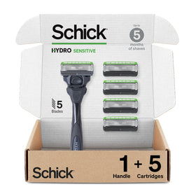 Schick Hydro Sensitive Razor handle and blades front view