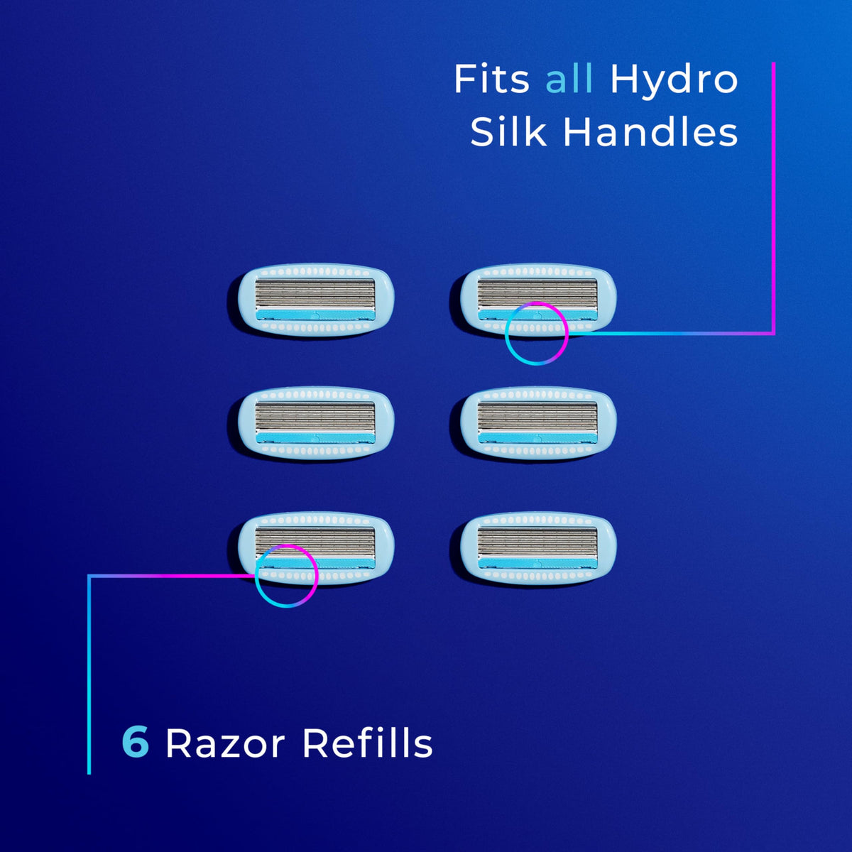 Schick Hydro Silk Moisture Razor Blade Refills 6 Count on a countertop