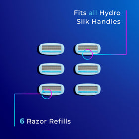 Schick Hydro Silk Moisture Razor Blade Refills 6 Count on a countertop