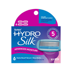 Schick Hydro Silk Moisture Razor Refills 4 Count packaging front view