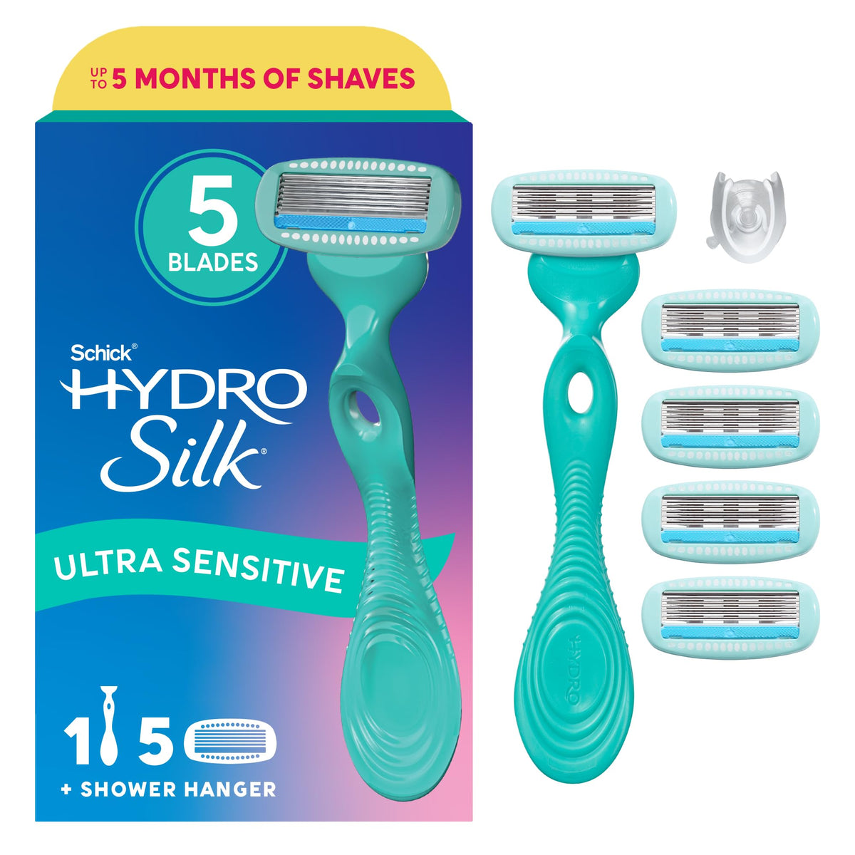 Schick Hydro Silk Ultra Sensitive Razor front view with 5 blades