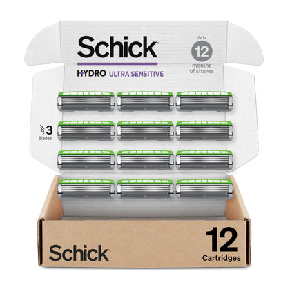 Schick Hydro Ultra Sensitive 3-Blade Razor Blade Refills front view
