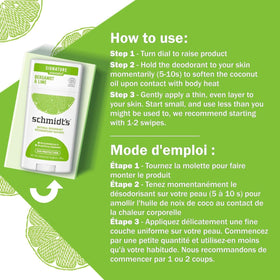 Schmidt's Bergamot and Lime Deodorant applied to skin
