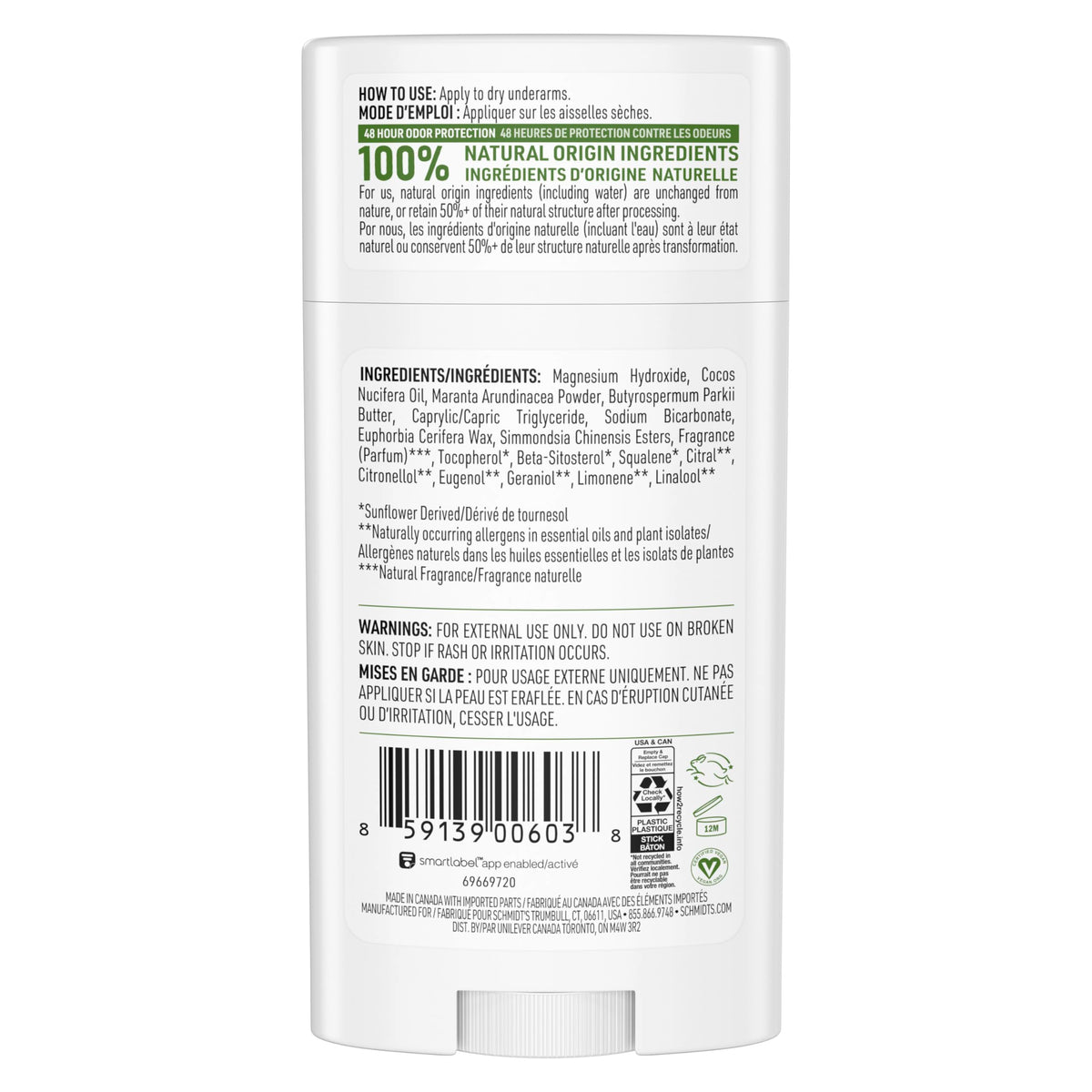 Schmidt's Bergamot & Lime Deodorant packaging