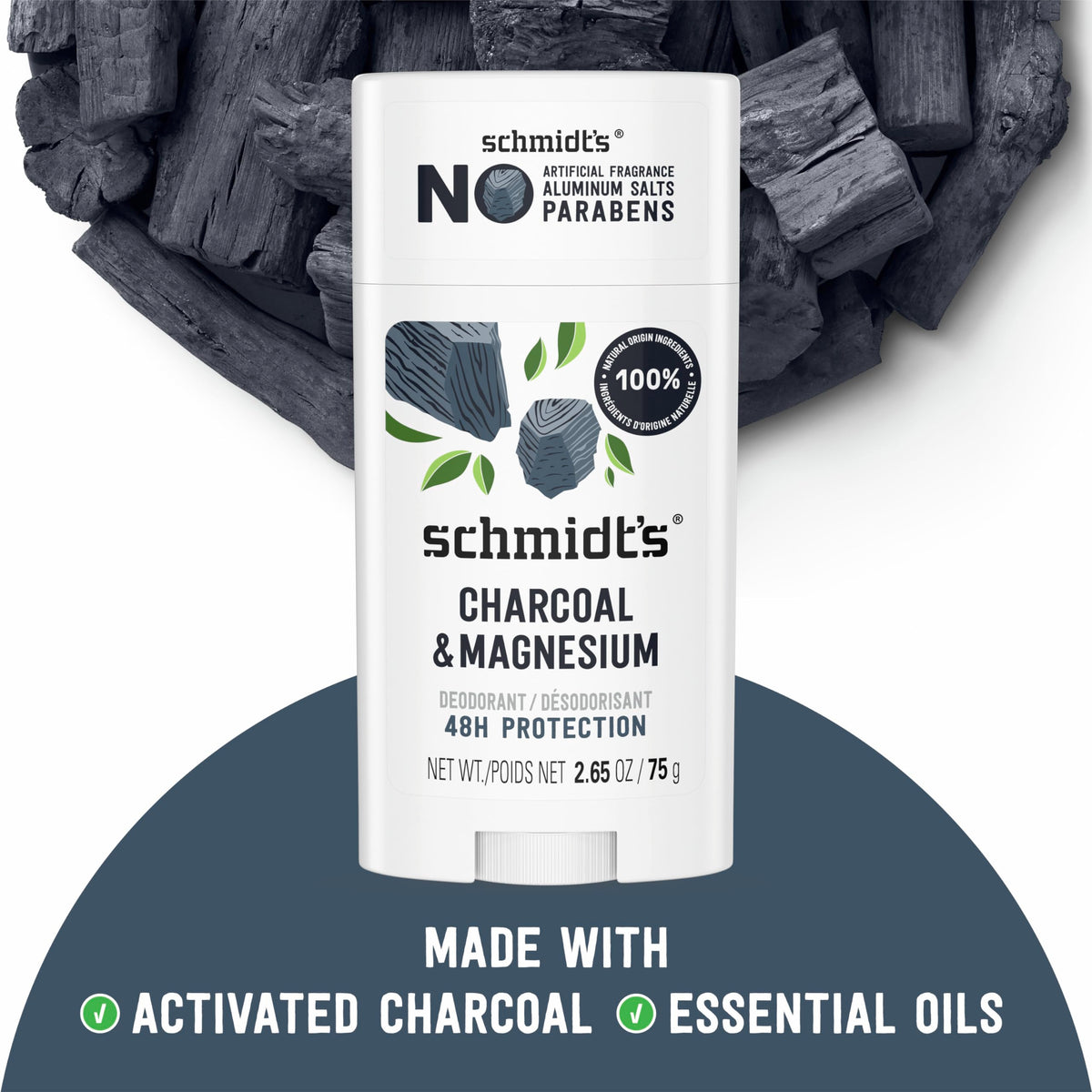 Schmidt's Charcoal & Magnesium Deodorant packaging side view