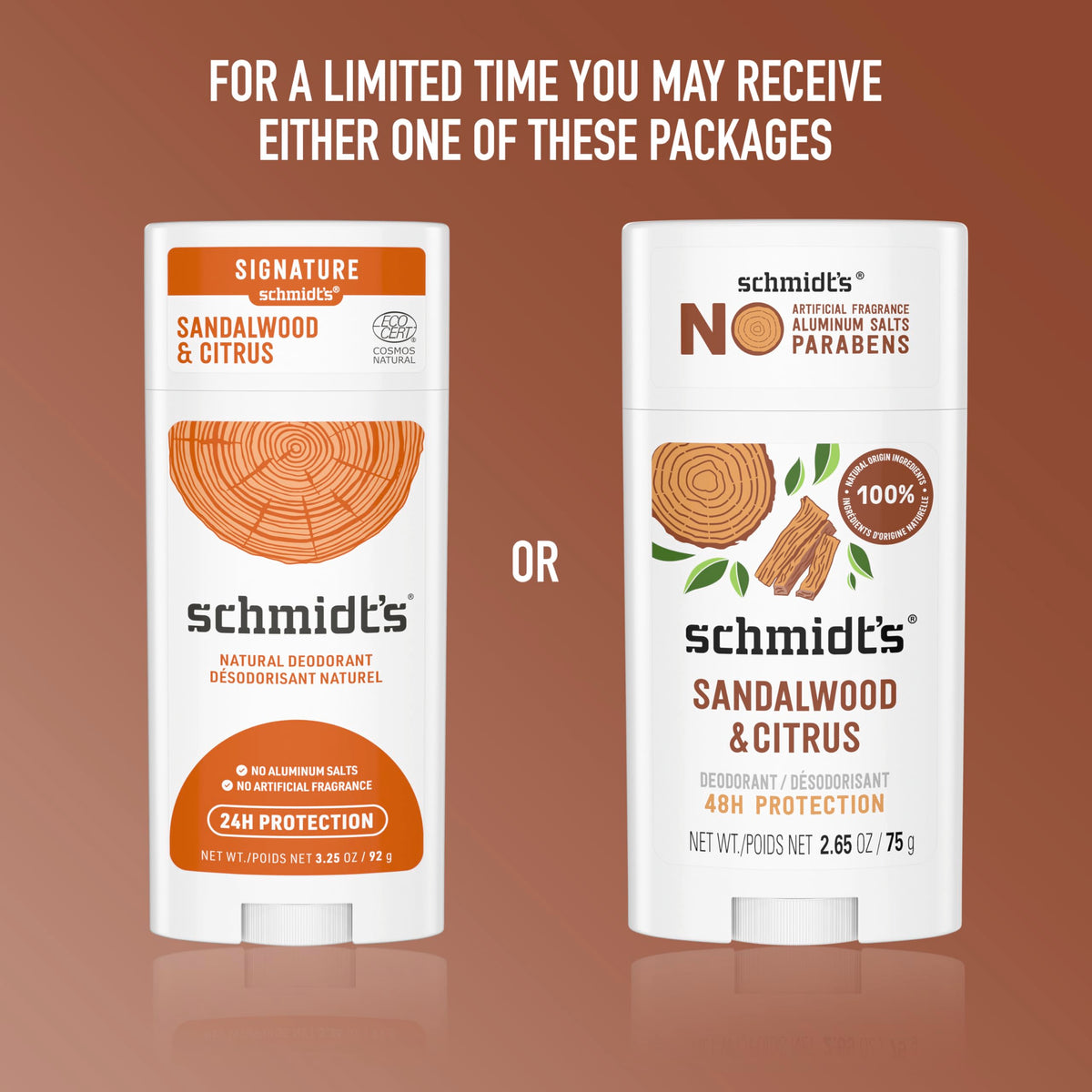 Schmidt's Deodorant Sandalwood & Citrus packaging details