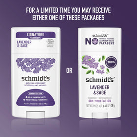 Schmidt's Lavender & Sage Deodorant packaging details