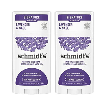 Schmidt's Lavender & Sage Natural Deodorant 2-pack with floral design
