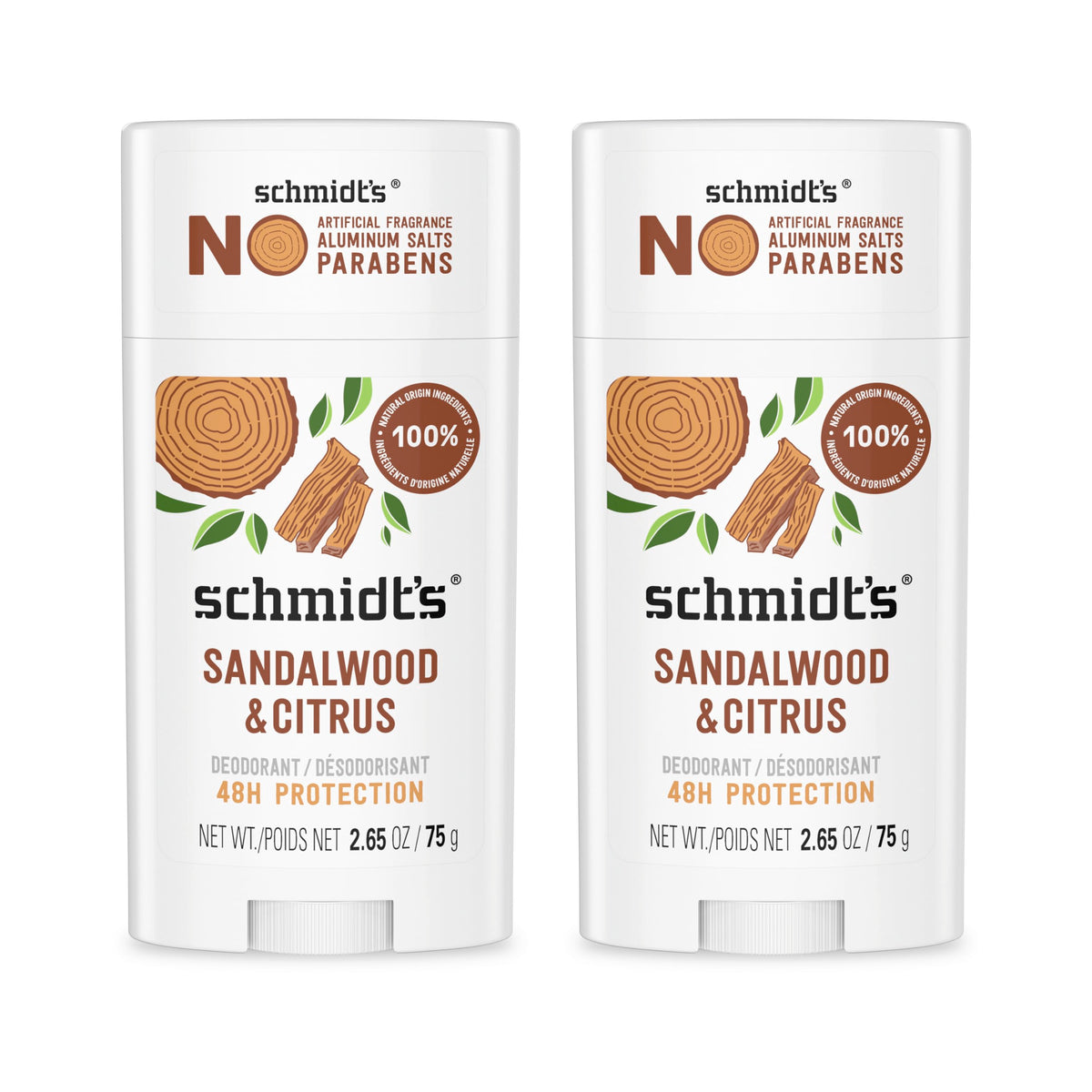 Schmidt's Natural Deodorant Sandalwood & Citrus front view