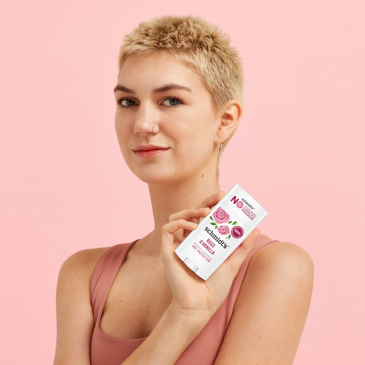 Schmidt's Rose & Vanilla Deodorant application on skin