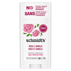 Schmidt's Rose & Vanilla Deodorant front view with packaging