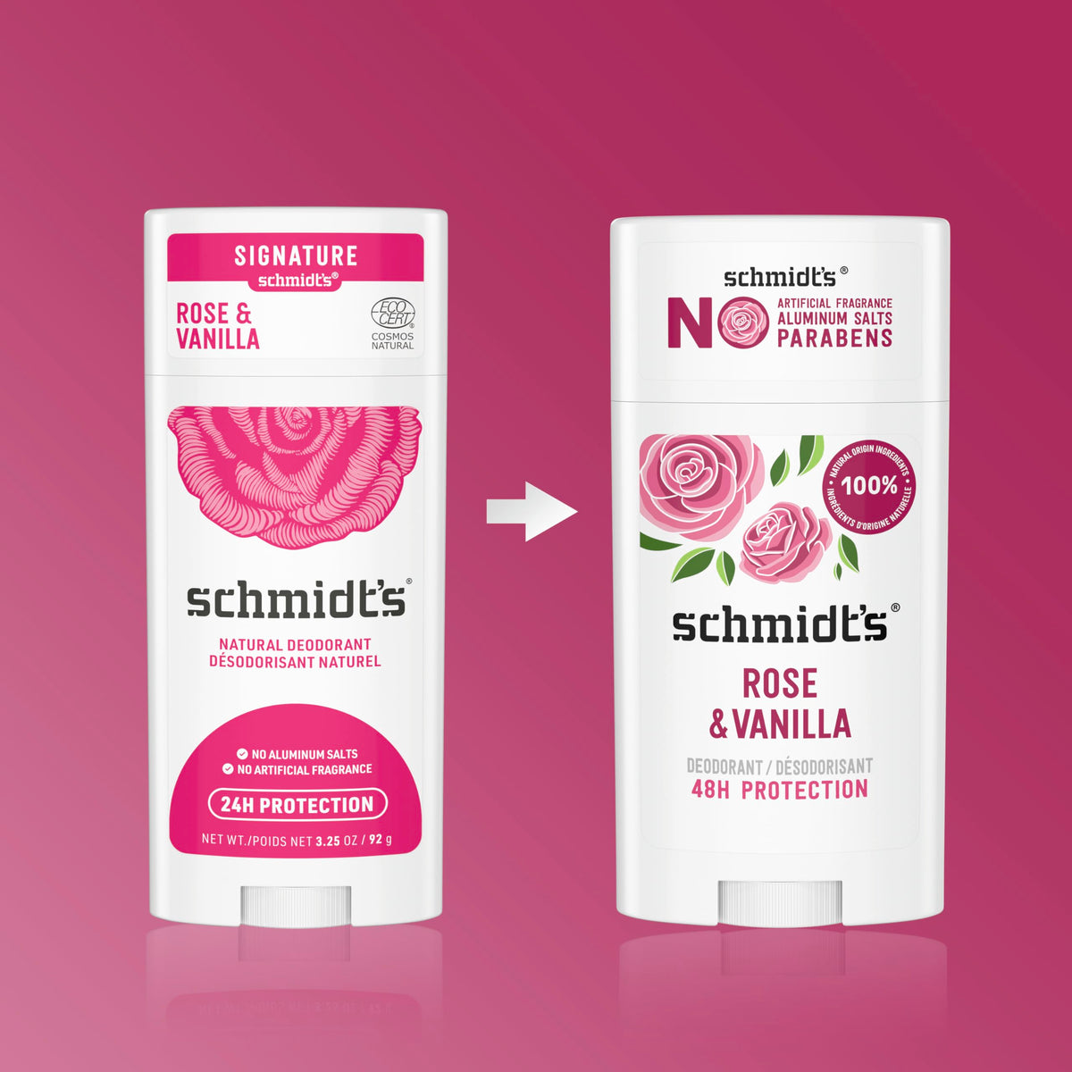 Schmidt's Rose & Vanilla Deodorant in lifestyle setting