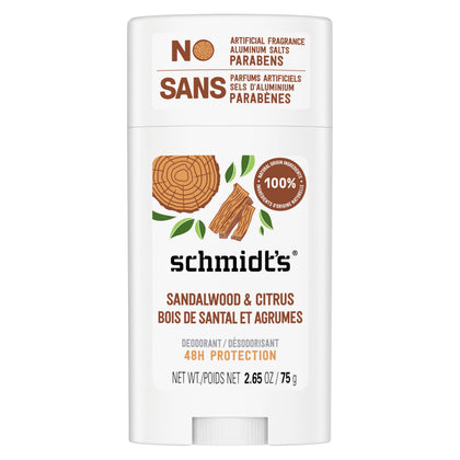 Schmidt's Vegan Deodorant Sandalwood & Citrus front view