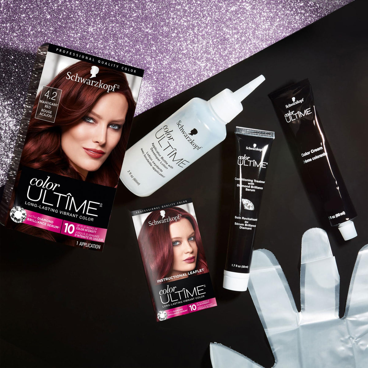 Schwarzkopf Color ULTÎME® 4.2 Mahogany Red hair dye application process