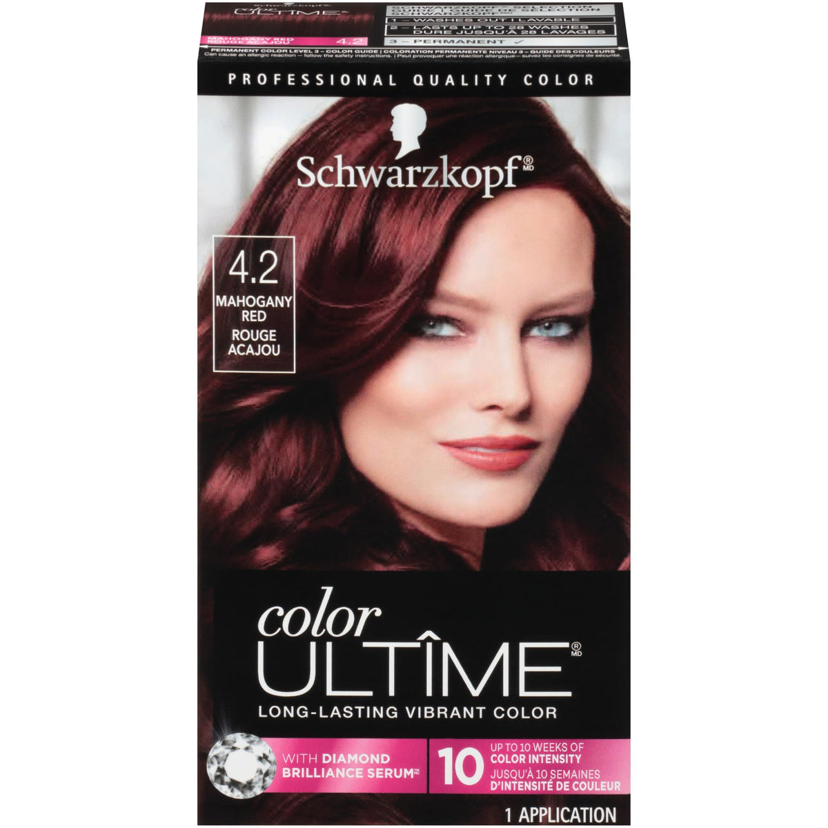 Schwarzkopf Color ULTÎME® 4.2 Mahogany Red hair dye box front view